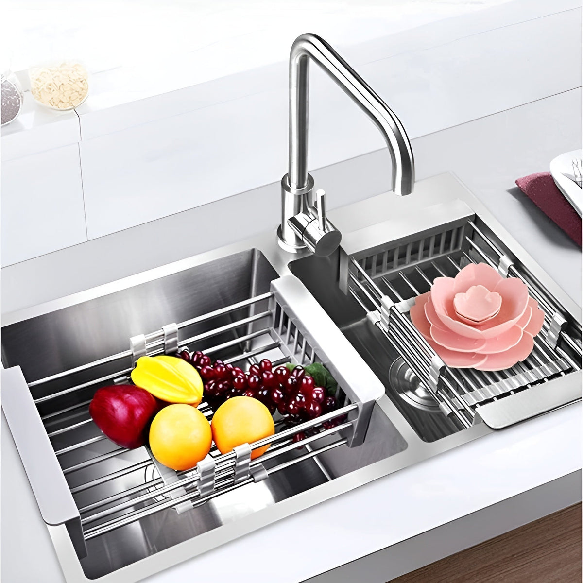 Escurridor de platos retráctil en el fregadero - Set Renueva y Decora tu Cocina
