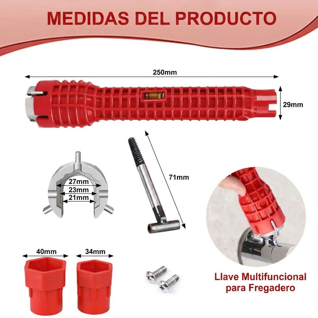 Llave de tubo para Grifo Fregadero 8 en 1