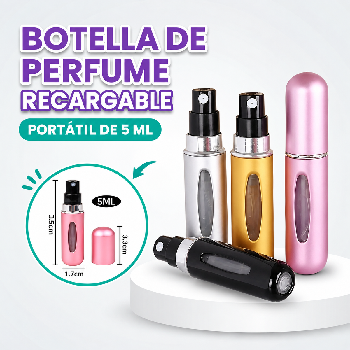Botella de perfume de 5 ml recargable