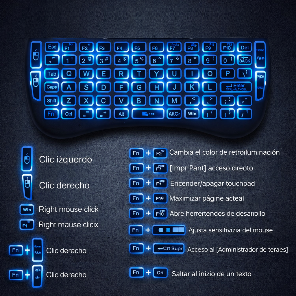 Mini Teclado Inalambrico Led para Smart Tv