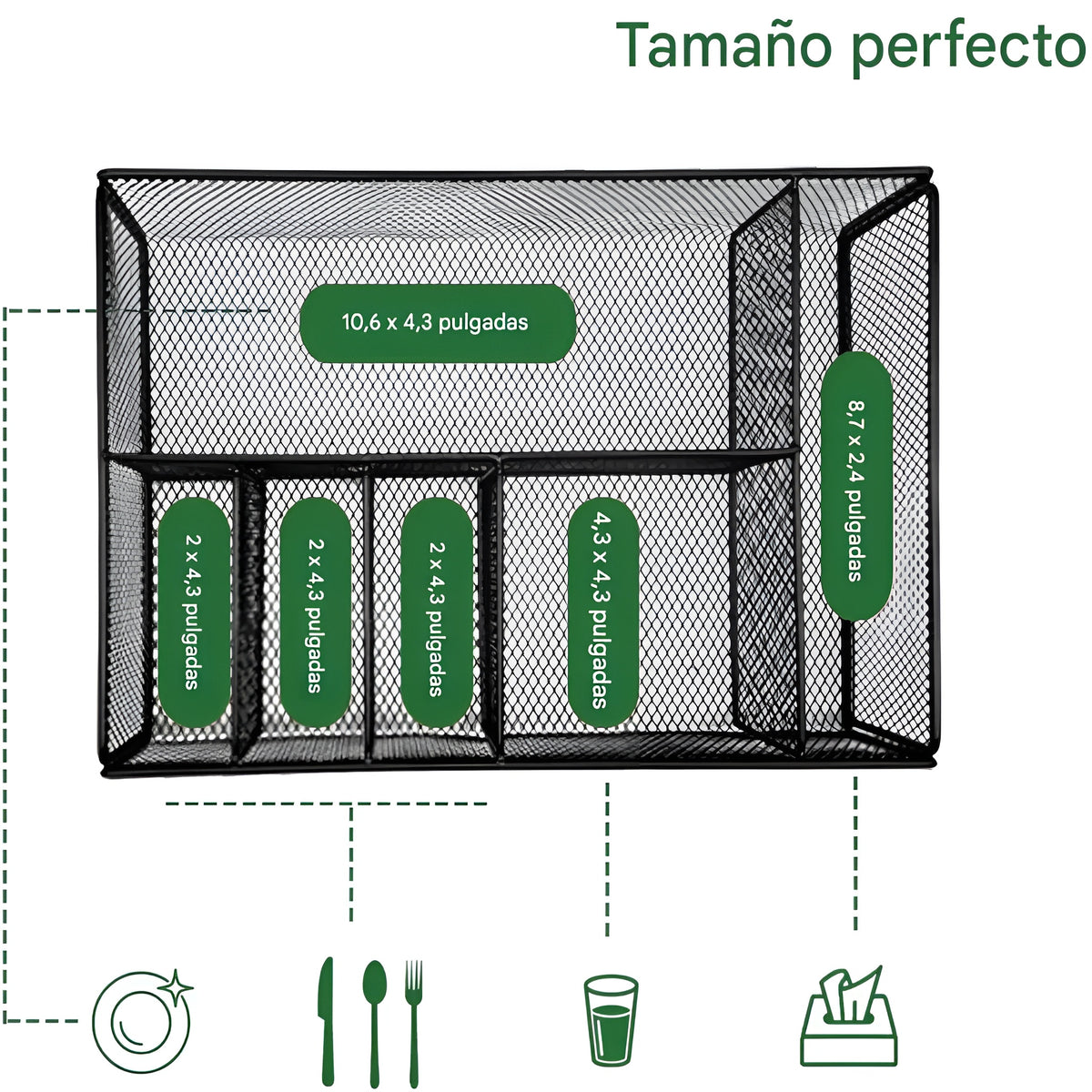 Cesta de malla para cubiertos – Vista detalle del producto – NQLN Store