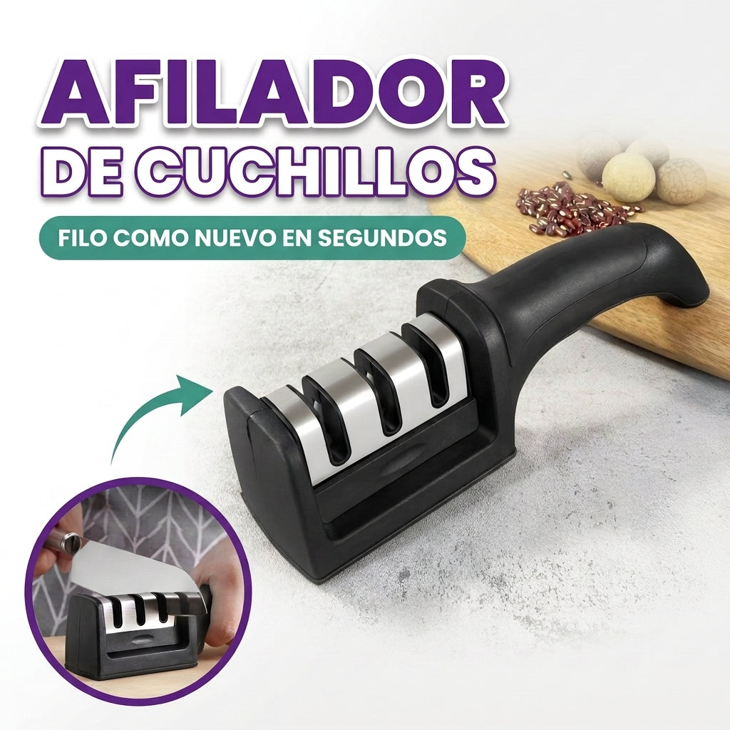 Afilador de cuchillos 3 en 1