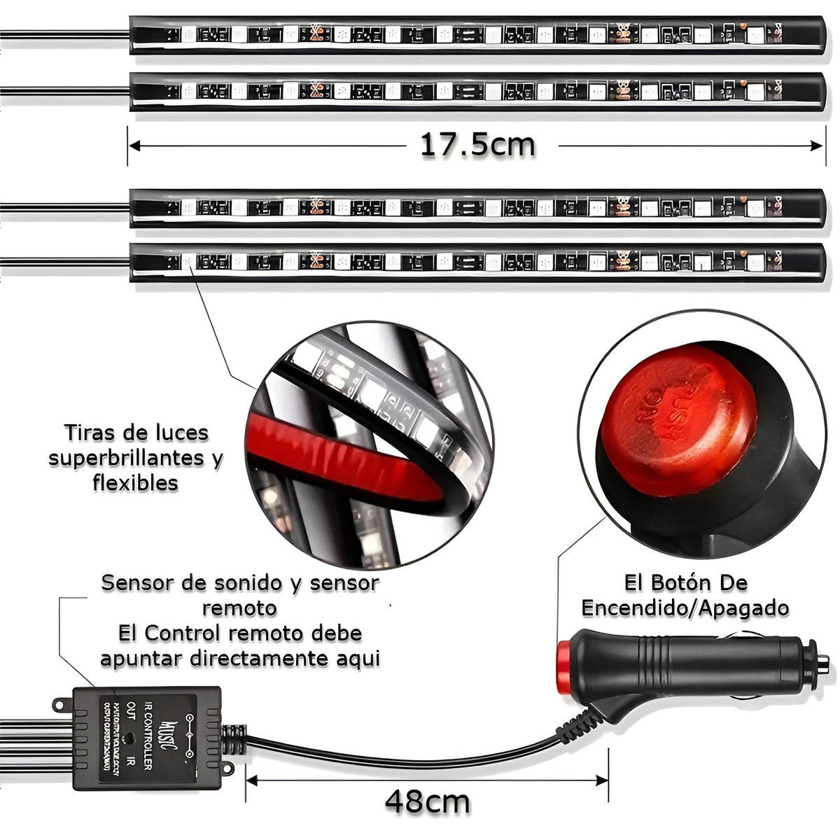 Luz led multicolor para interior de carro – Disponible en Caracas y Margarita – NQLN Store