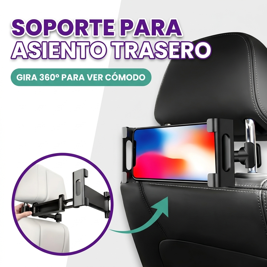 Soporte portatil de telefono para asiento trasero