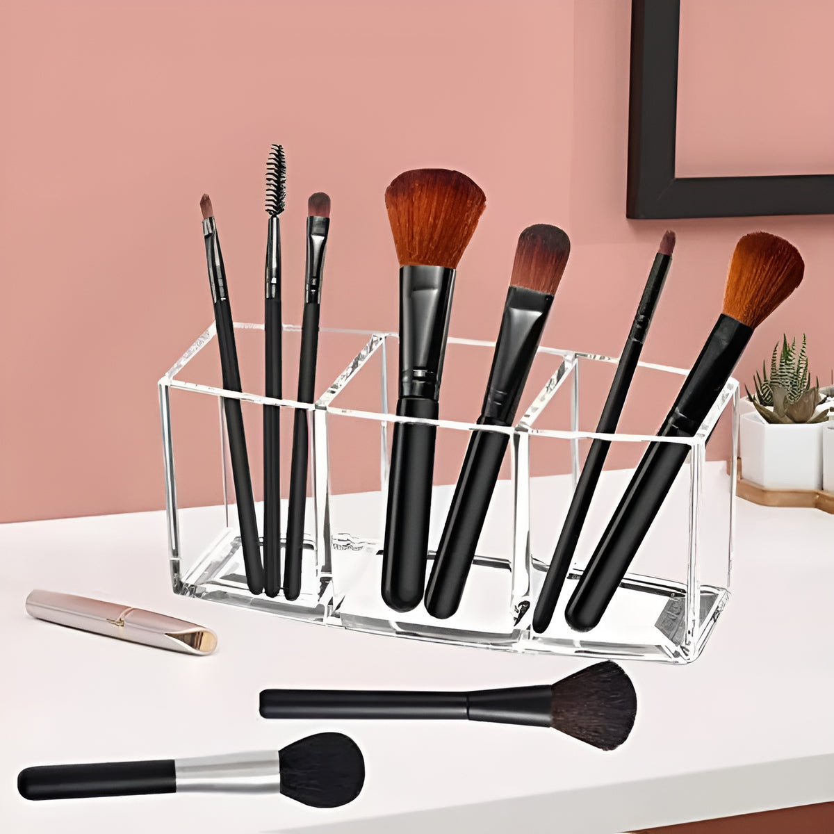 Organizador de maquillaje de 3 secciones