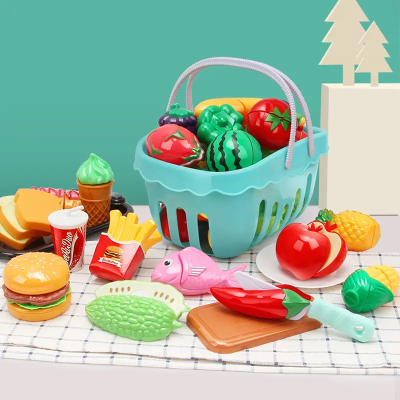 Juego de alimentos de juego de simulación cesta de verduras falsas para niños