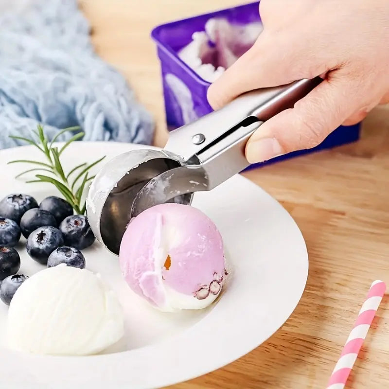 Cuchara para helado de acero inoxidable con gatillo