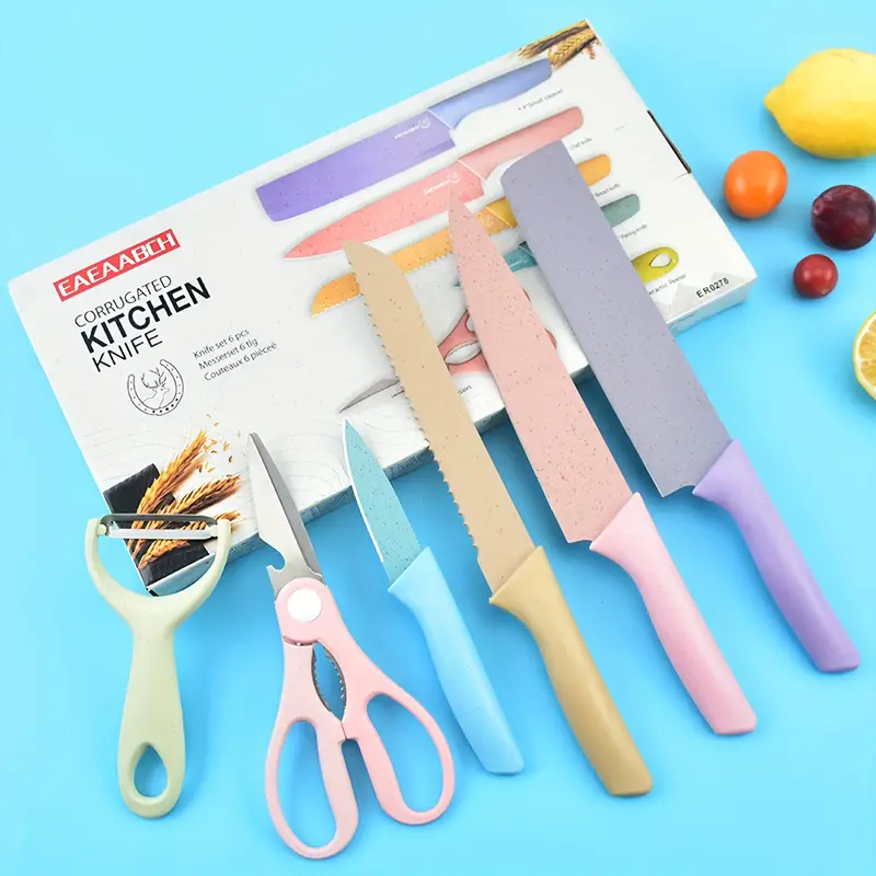 Juego de 6 cuchillos coloridos para cocina
