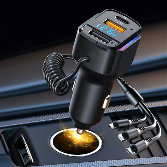 Cargador rapido para carro de 65 W con 3 puertos USB