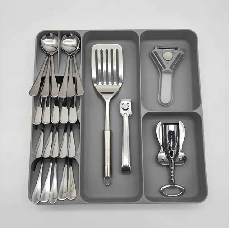 Caja de almacenamiento de cubiertos para gaveta