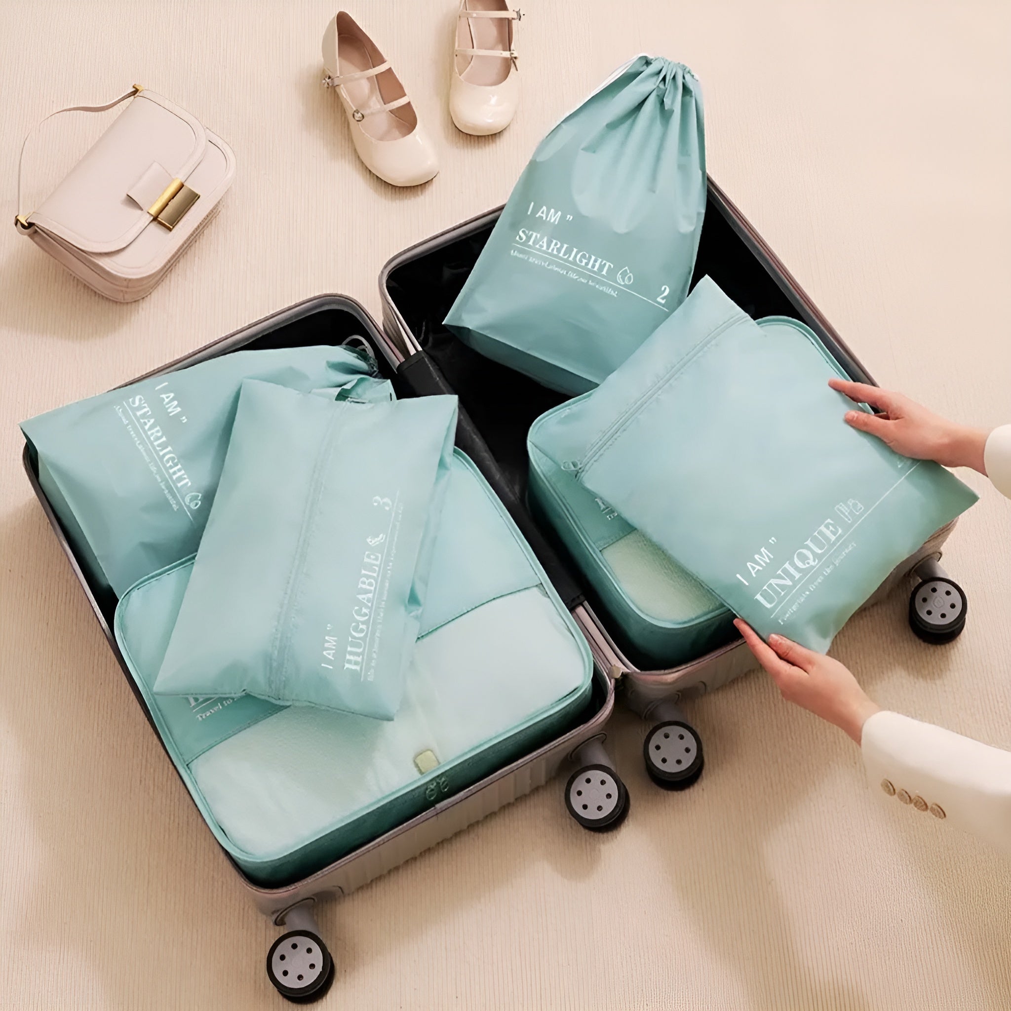 Set de bolsas de viaje para organización en maleta (Pack de 6) – Tienda online NQLN Store Venezuela