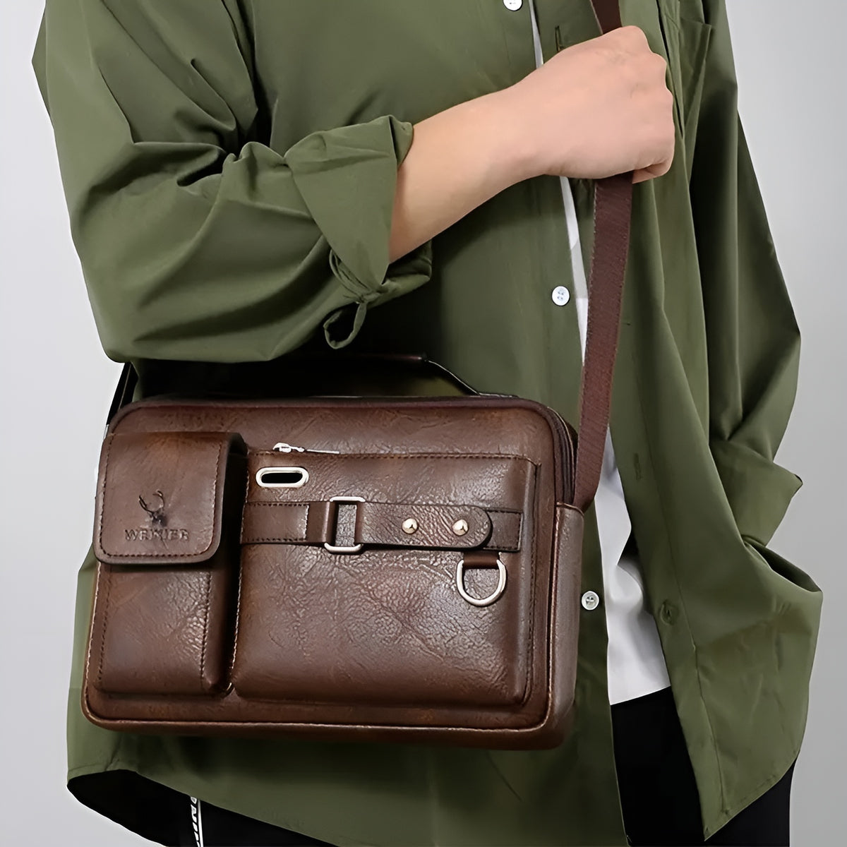 Bolso de piel para hombre