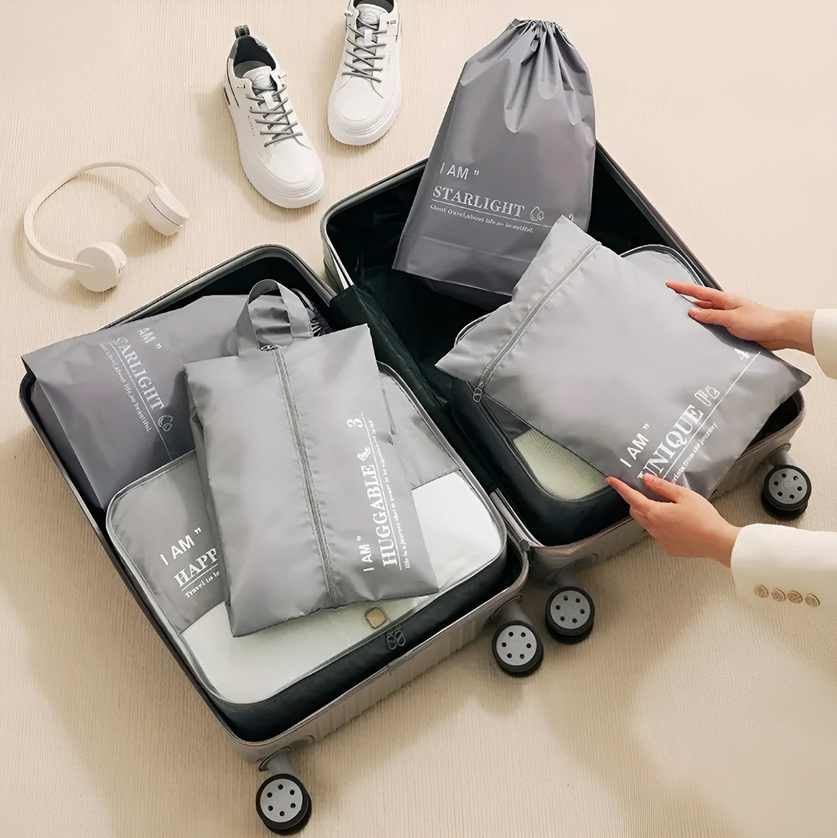 Set de bolsas de viaje para organización en maleta (Pack de 6) – Tienda online NQLN Store Venezuela