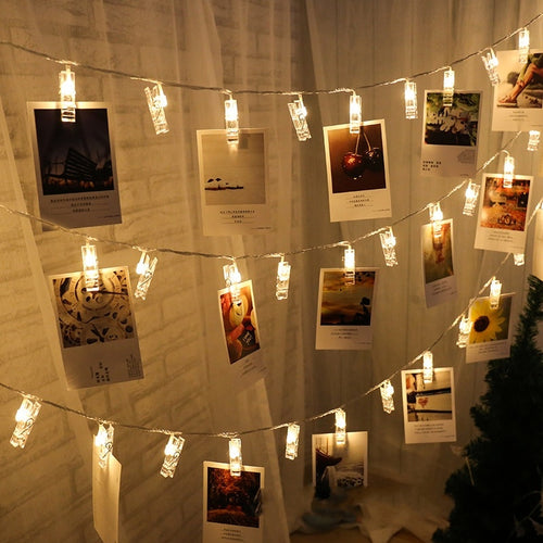 Cadena de Luces con Ganchos para Fotos
