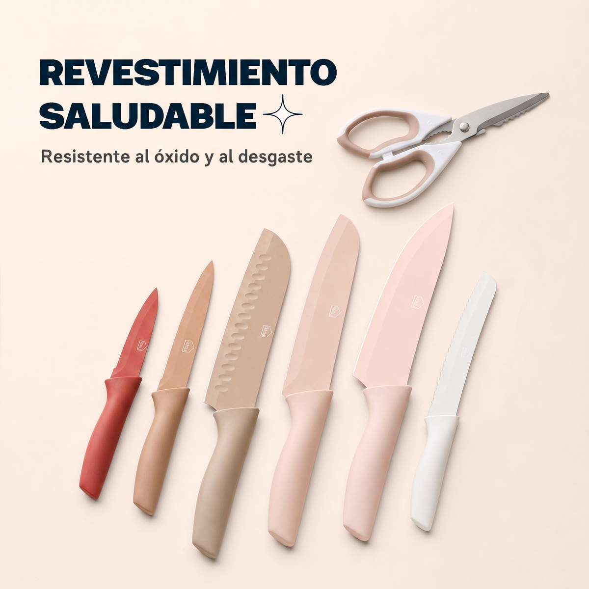 Set de cuchillos con tijera (Juego de 6 + 1 tijera) VAULI