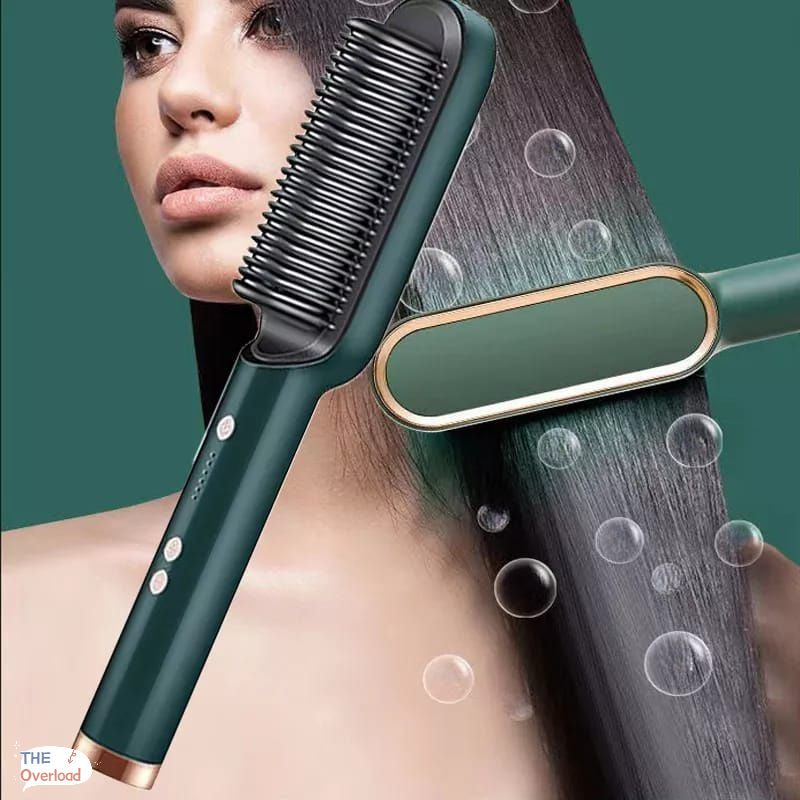 Plancha de cabello combinada 2 en 1 con peine de calor medio