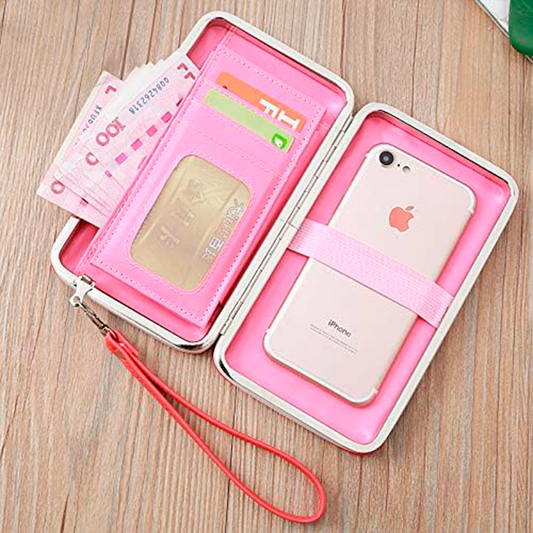 Cartera de semicuero con cremallera para mujer