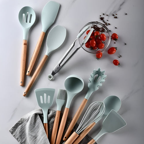 Juego de utensilios de cocina duraderos de silicona 11 unidades