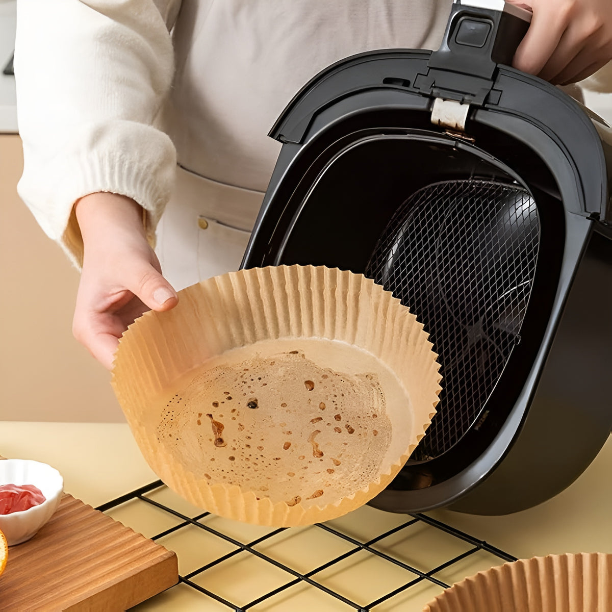 Papel desechable antiadherente para freidora de aire (Pack de 100)