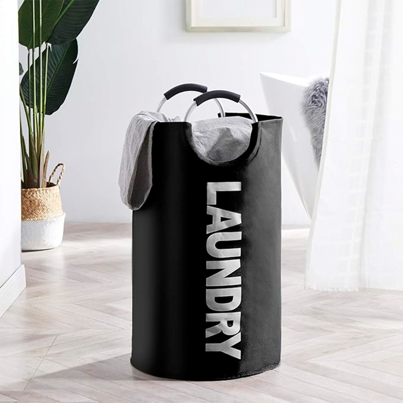 Cesta de tela para ropa sucia con mango de aluminio