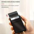 Tarjetero antirrobo con boton automatico