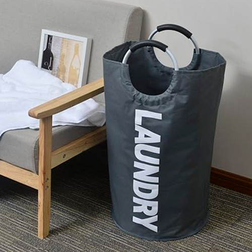 Cesta de tela para ropa sucia con mango de aluminio