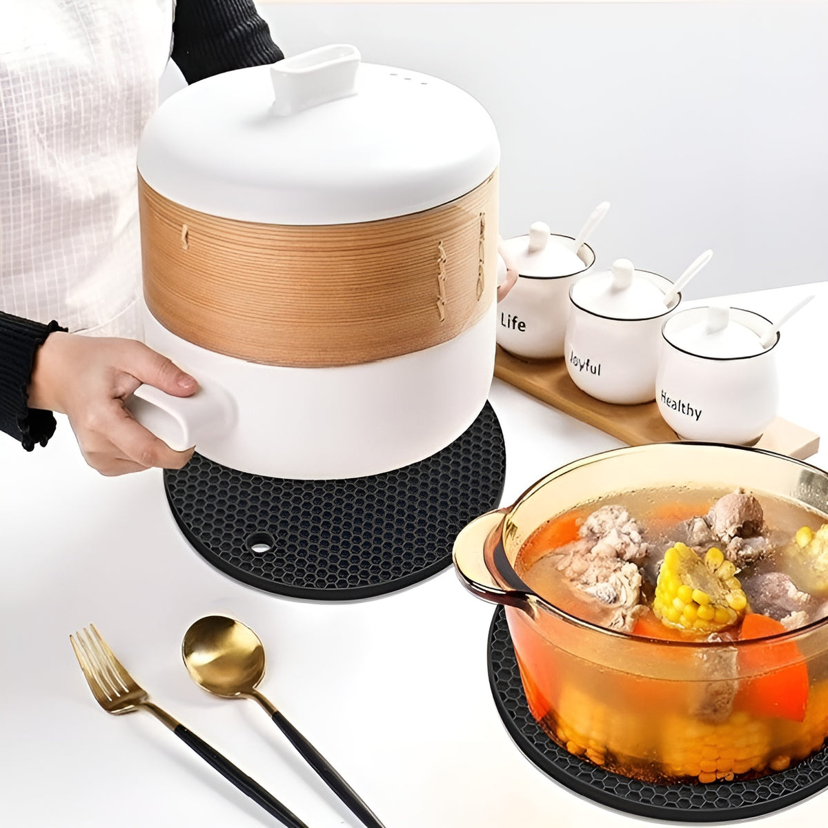 Alfombrilla antideslizante para soportes de ollas