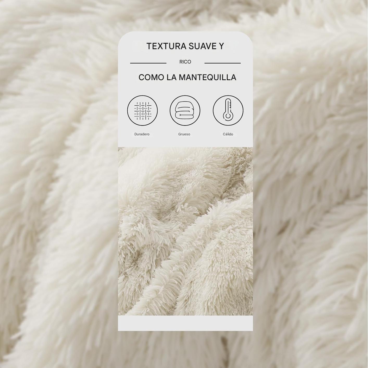 Cobija blanca de piel sintetica – Detalle de calidad y acabado – NQLN Store