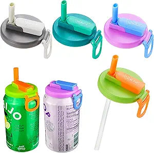 Tapas de silicona con popote para latas(pack de 4)