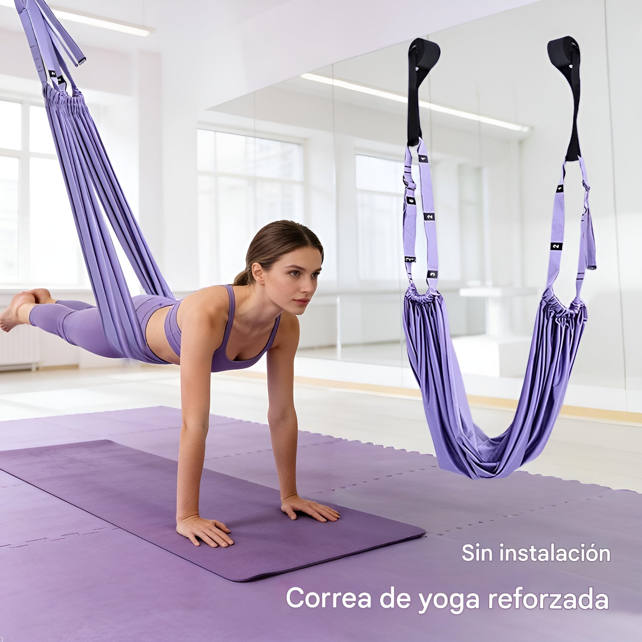 Cuerda de soporte ajustable para yoga aerea – Vista adicional – Disponible en NQLN Store Venezuela