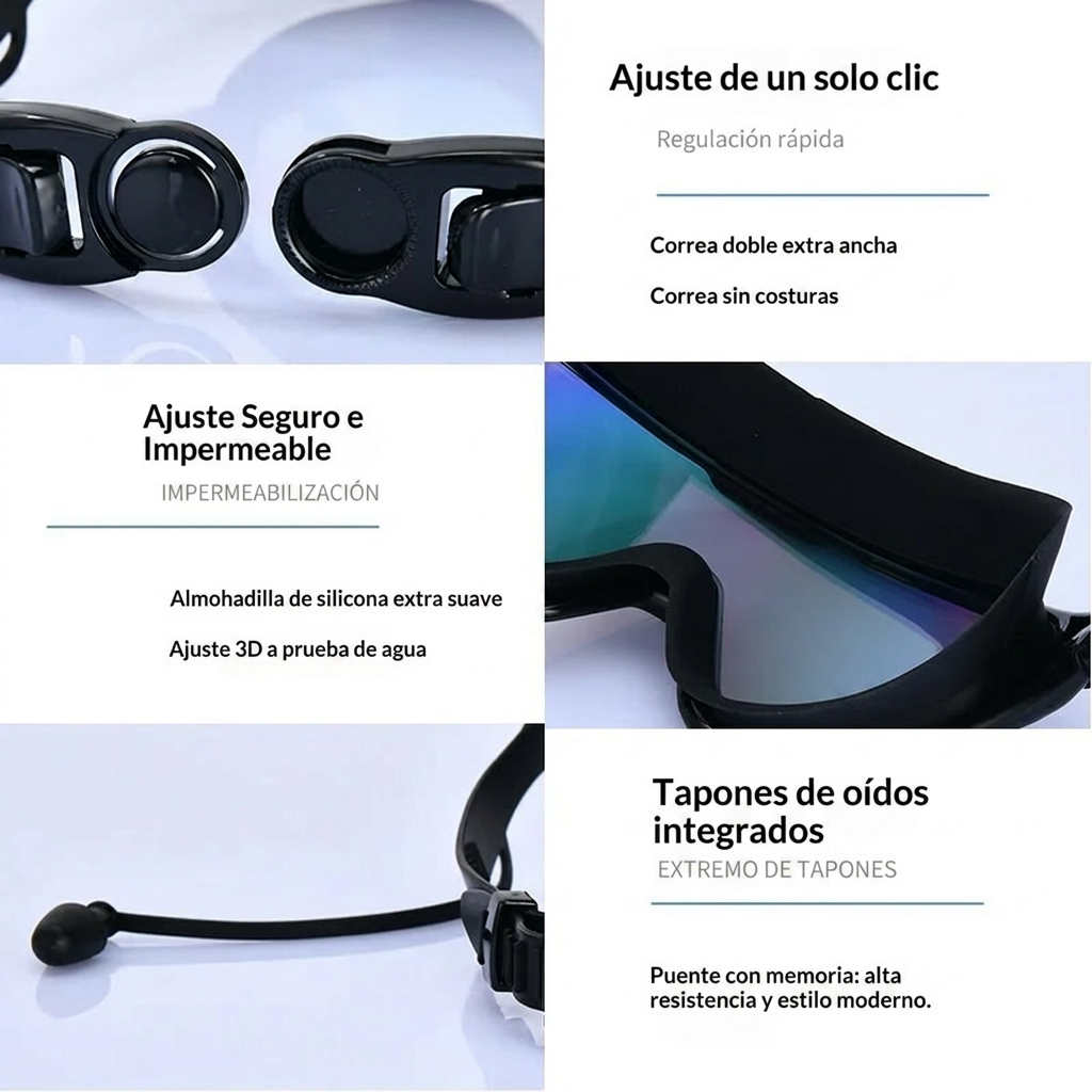 Lentes de Buceo Natacion UV piscina playa para adultos (2 unidades)