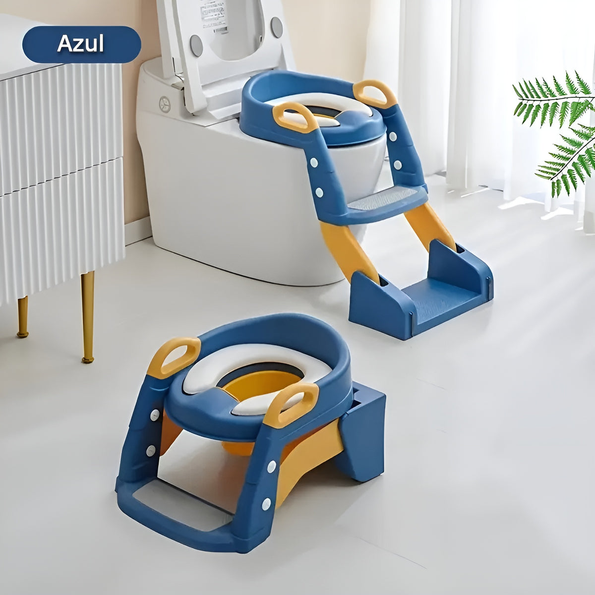 Asiento de inodoro con escalera para niños