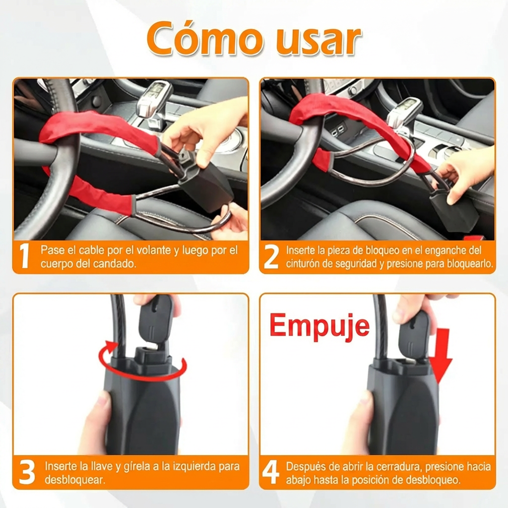 Cerradura para volante de carro