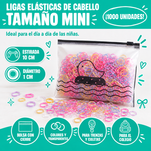 Ligas elasticas para el cabello para niñas (1000 unidades)