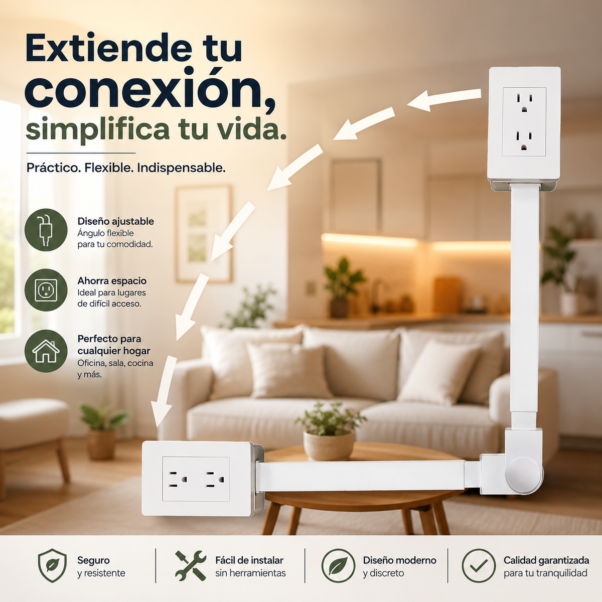 Extensor de Toma de Corriente Ajustable regleta