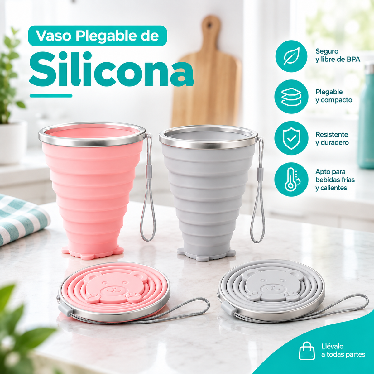 Vaso plegable de silicon