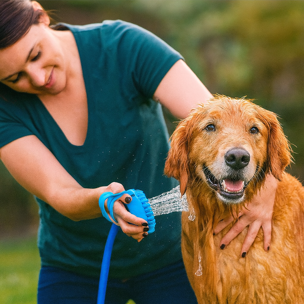 Cepillo ducha de agua a presion para mascotas – Vista detalle del producto – NQLN Store