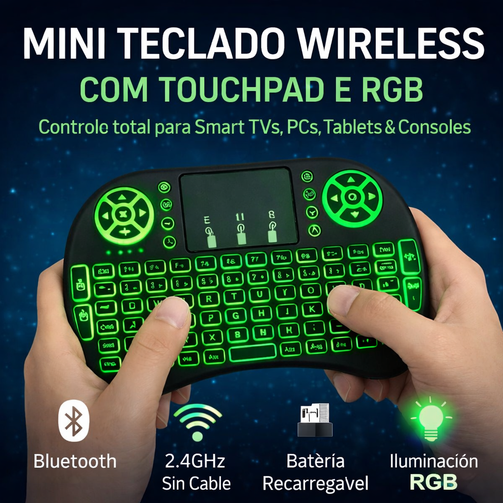 Mini Teclado Inalambrico Led para Smart Tv