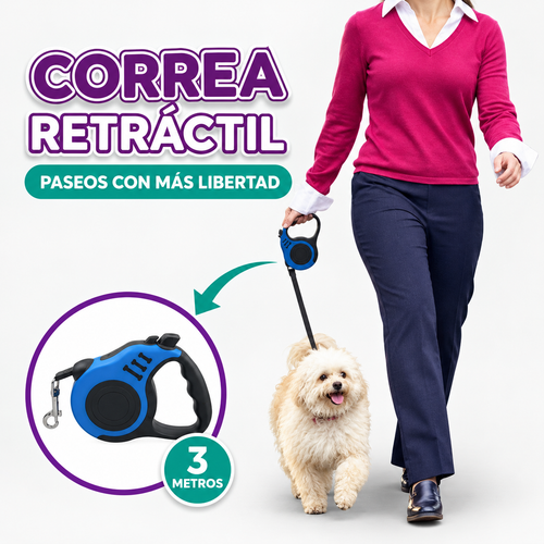 Correa retractil automatica para perro