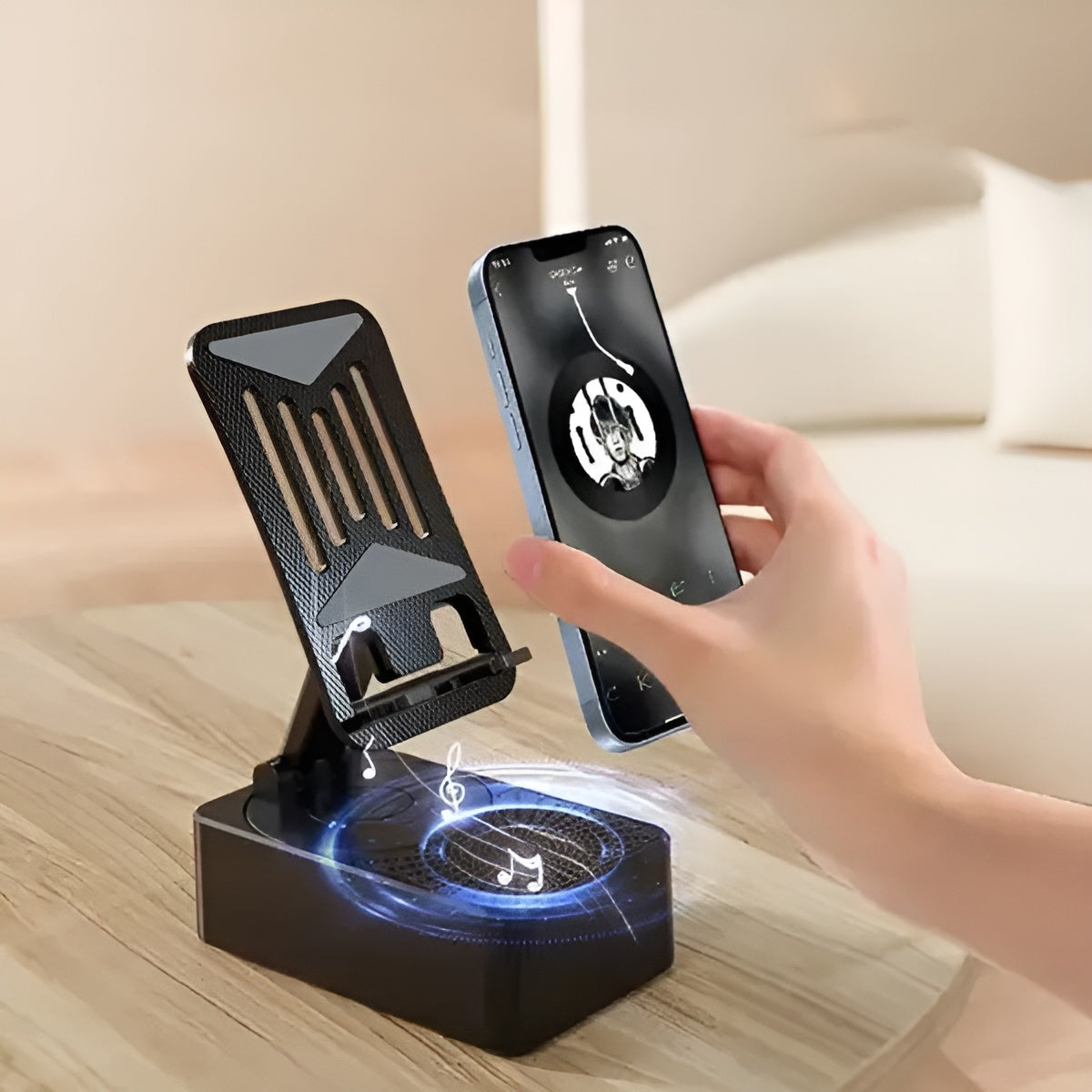 Soporte de teléfono Con Altavoces y rotación de 360°