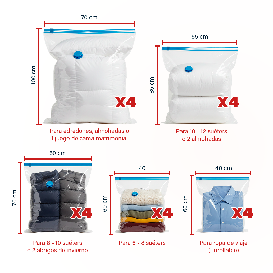 Medidas bolsas almacenamiento al vacío
