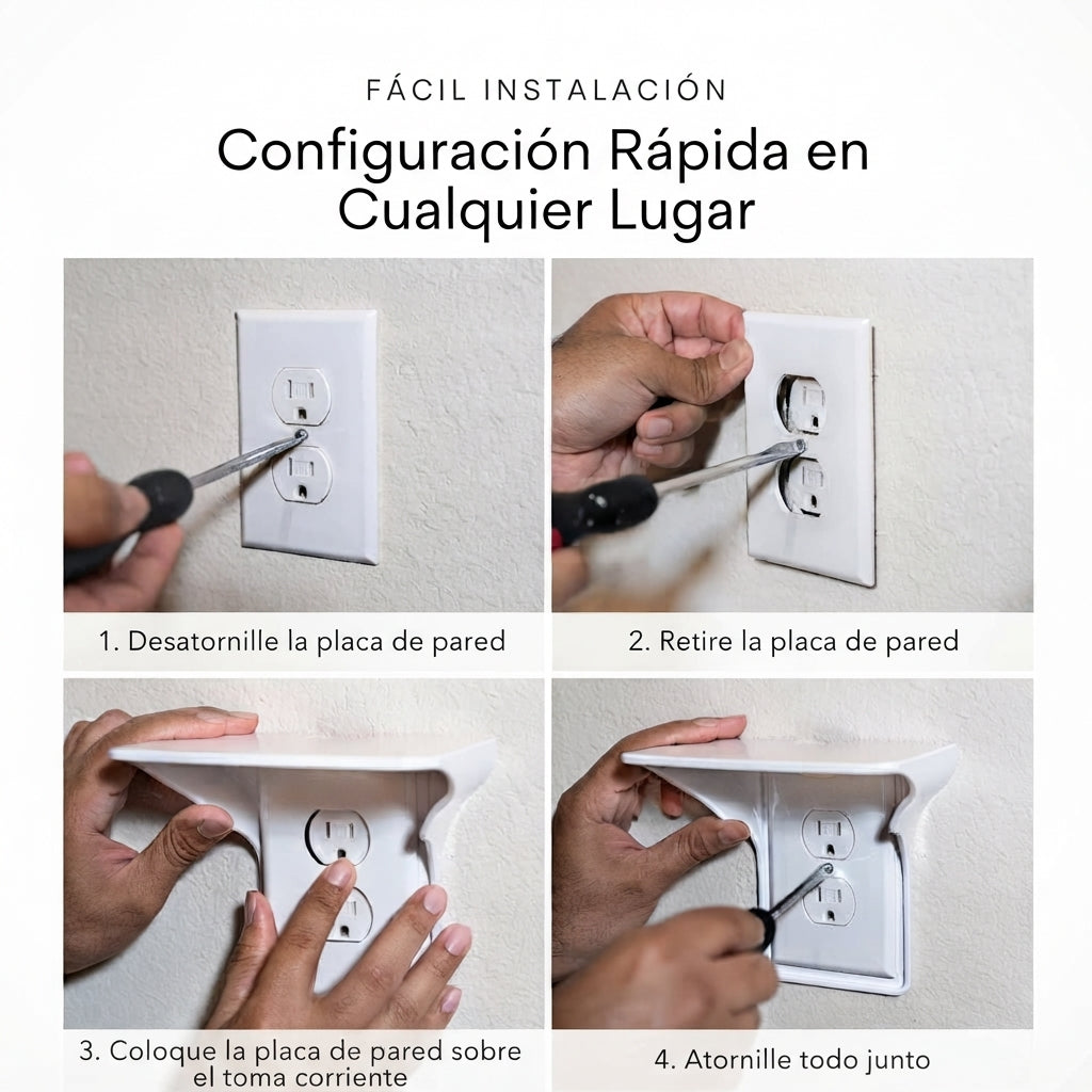 Soporte de repisa para toma de corriente