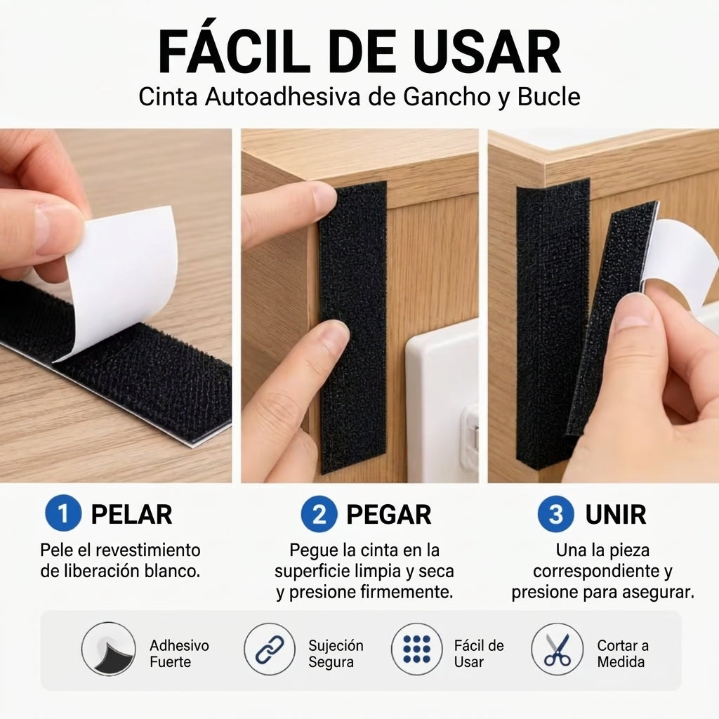 Rollo de cierre magico autoadhesivo (5 metros)