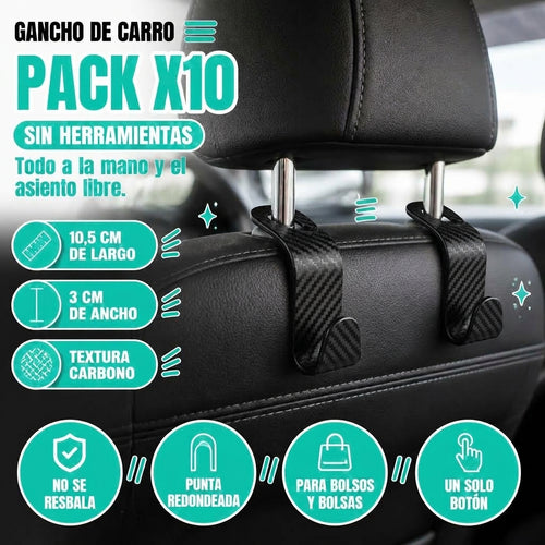 Gancho de respaldo de asiento de carro (pack de 10)