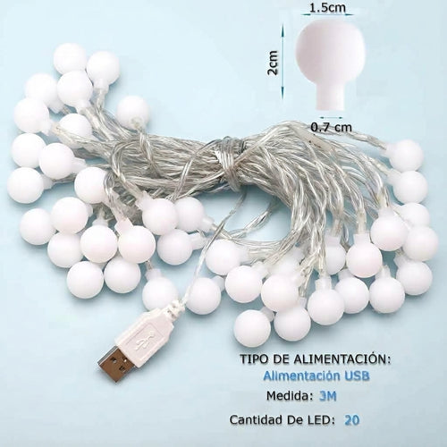 Guirnalda de bolas LED con alimentacion USB