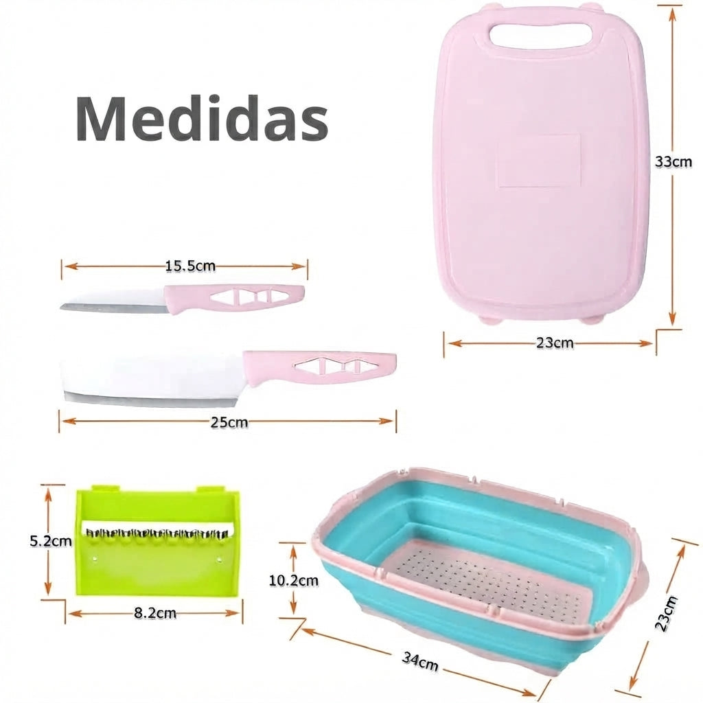 Tabla de cortar multifuncional con accesorios