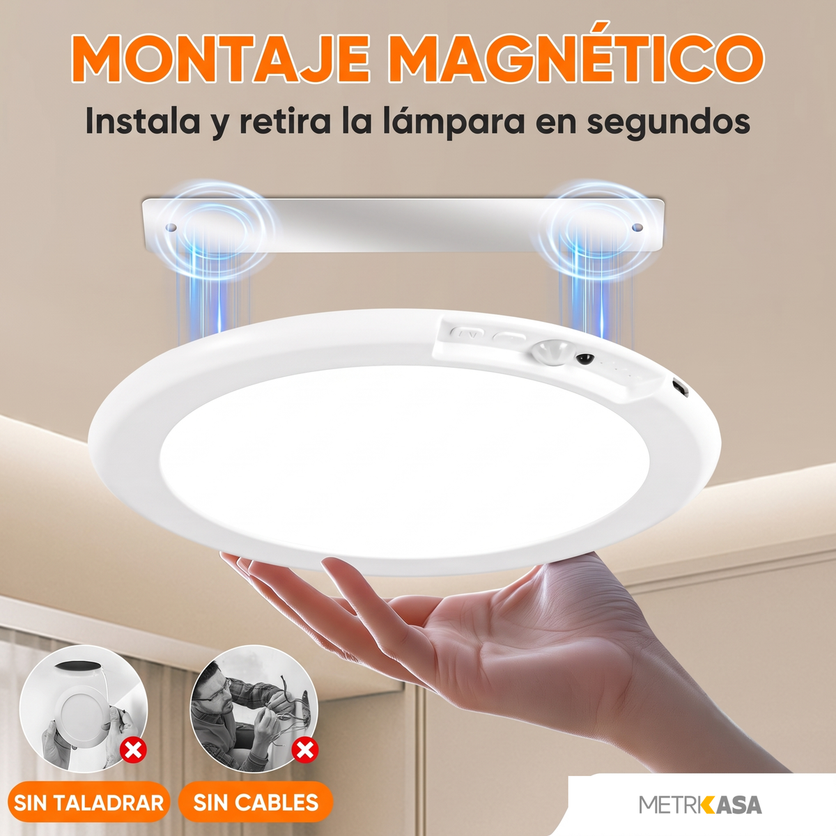 Lampara magnetica de 5W con sensor para techos Metrikasa