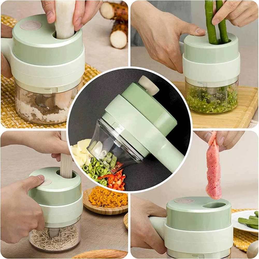 Cortador de verduras eléctrico 4 en 1