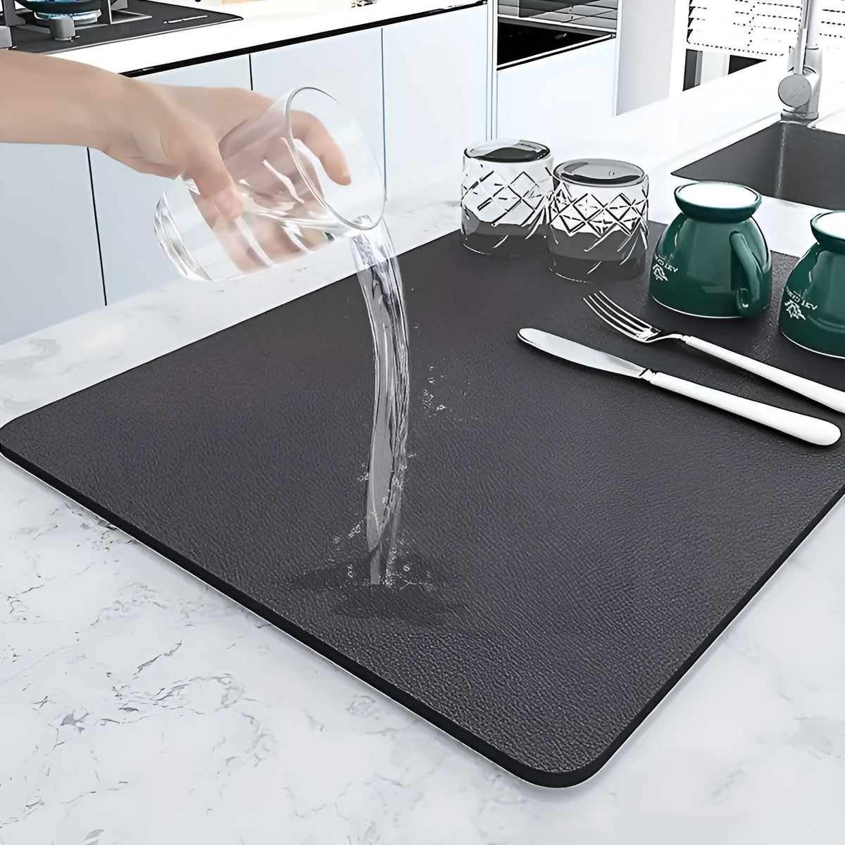 Alfombra de secado rápido para platos de cocina – Detalle de calidad y acabado – NQLN Store