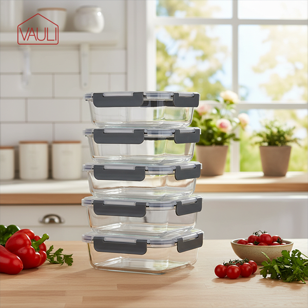 Envases hermeticos de vidrio 5 unidades Vauli